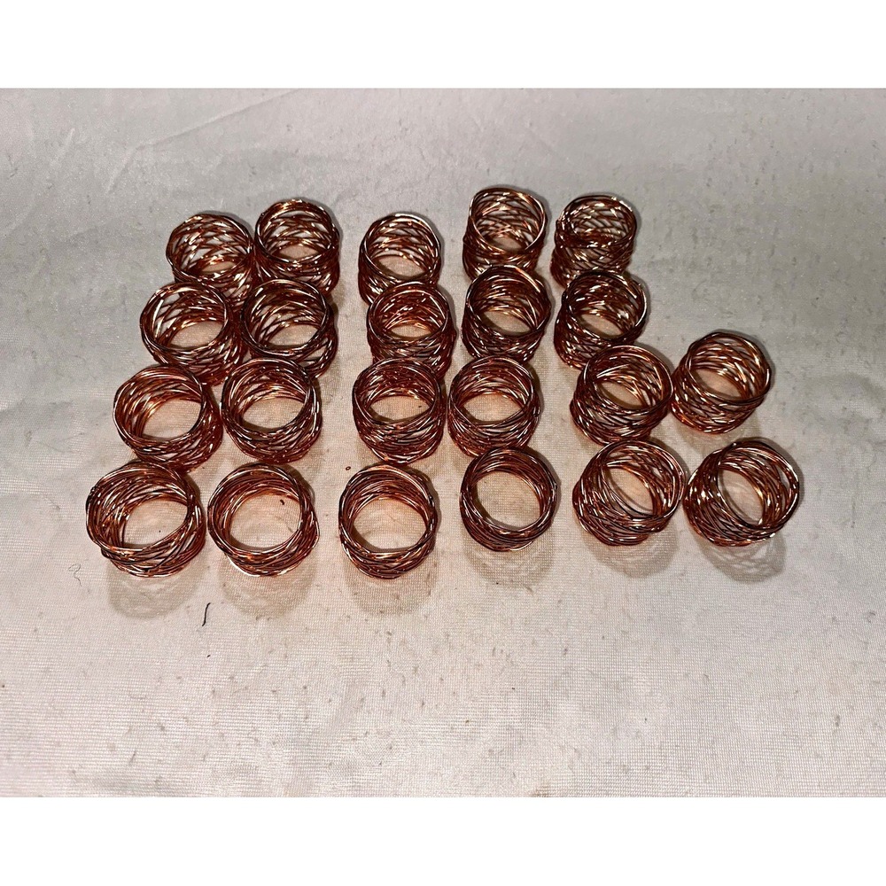 Copper Metal Woven Napkin Rings Set of 24, Food/Kitchen Theme, Hand Wash Only